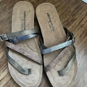 Walking Cradles Penelope Slide Sandals, Metallic Multi, Women's 10 slip on